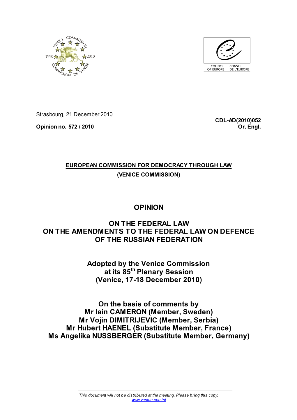 Law on Amendments to the Law on Defence of the Russian Federation