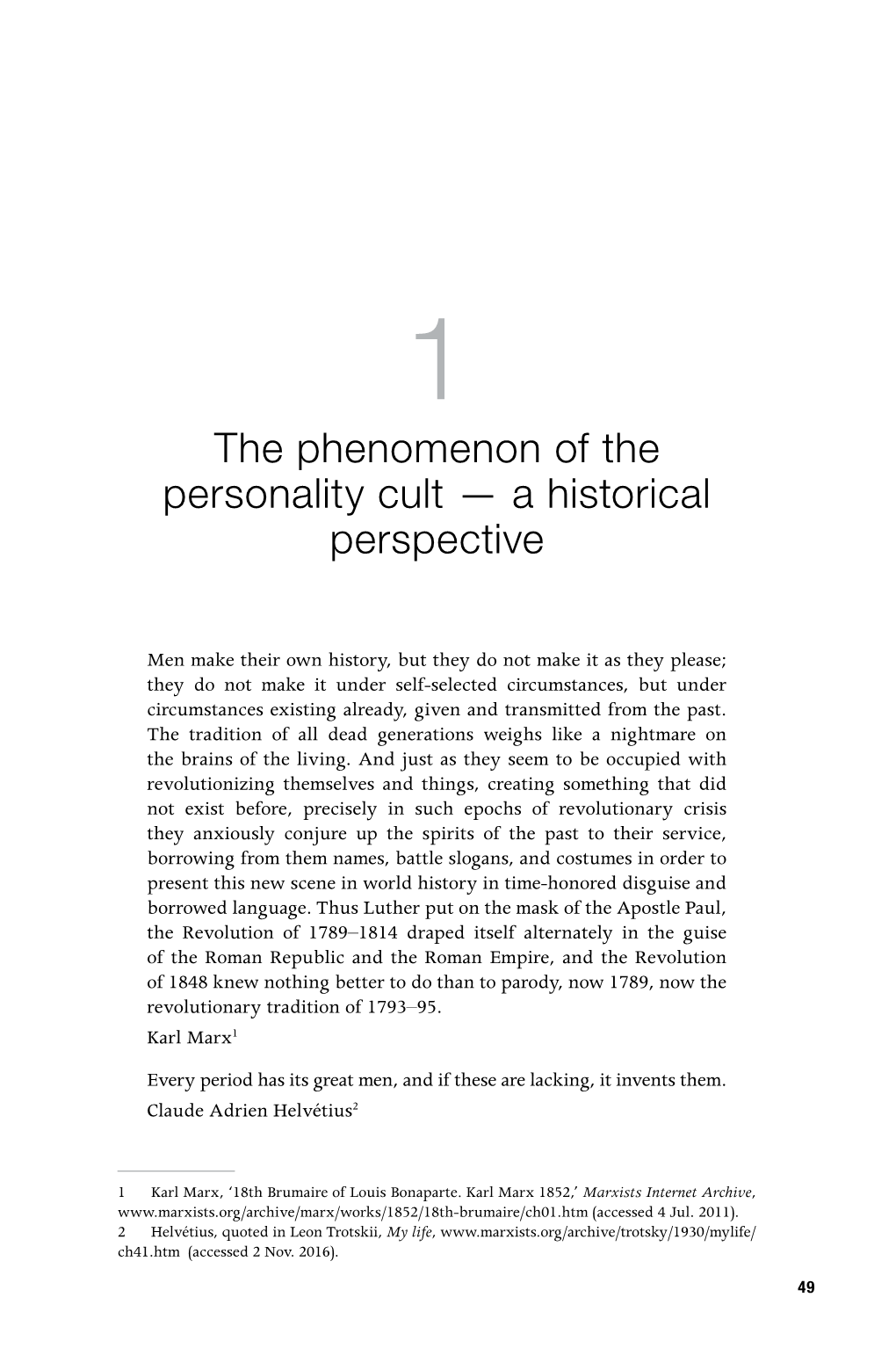 The Phenomenon of the Personality Cult — a Historical Perspective