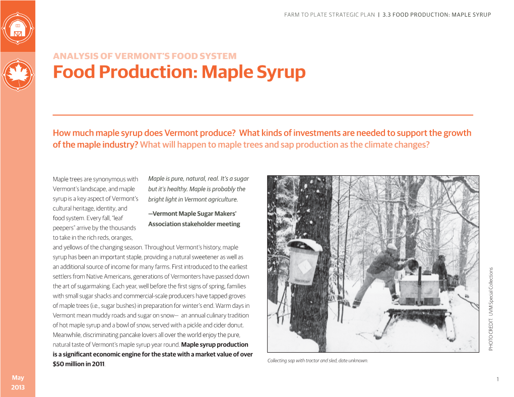 Food Production: Maple Syrup