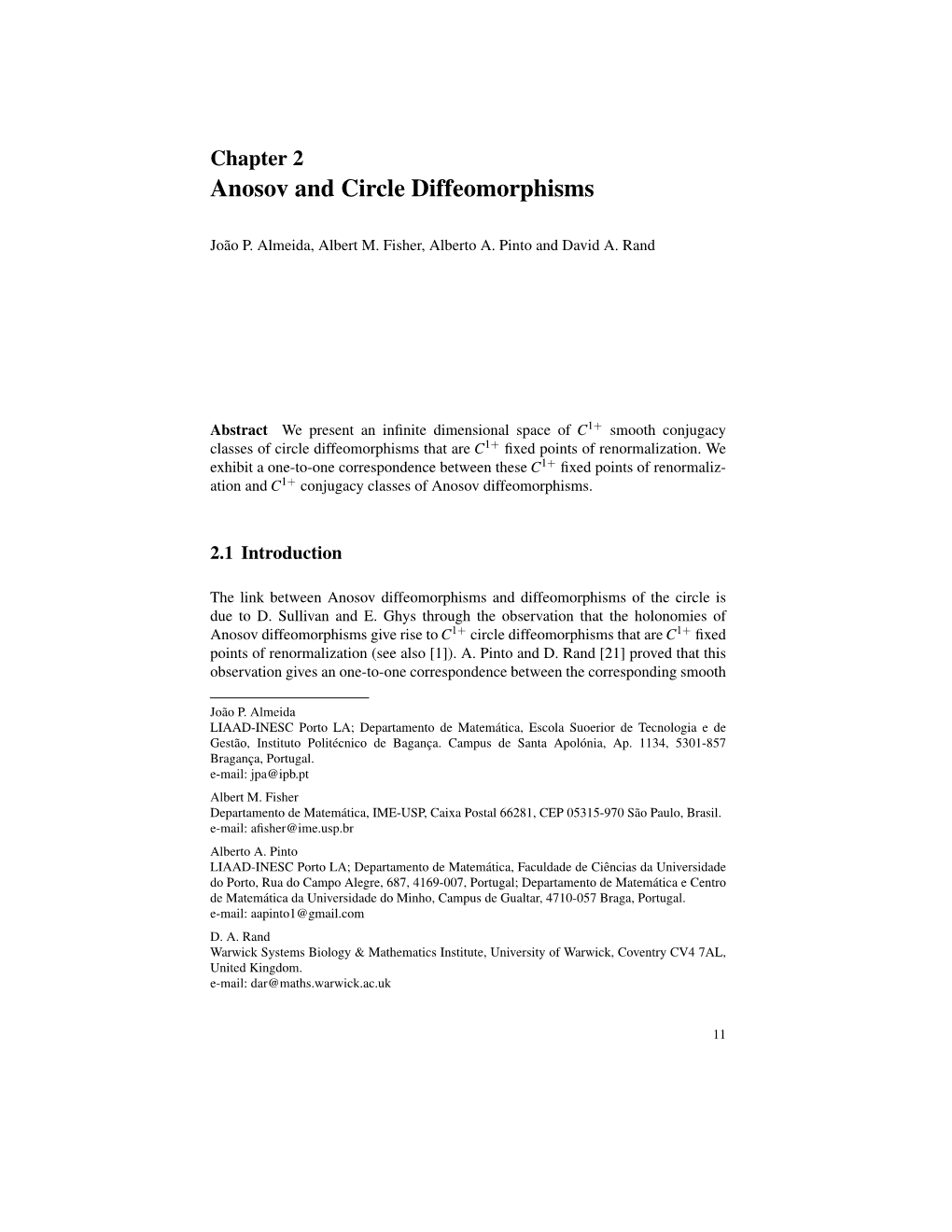 Anosov and Circle Diffeomorphisms
