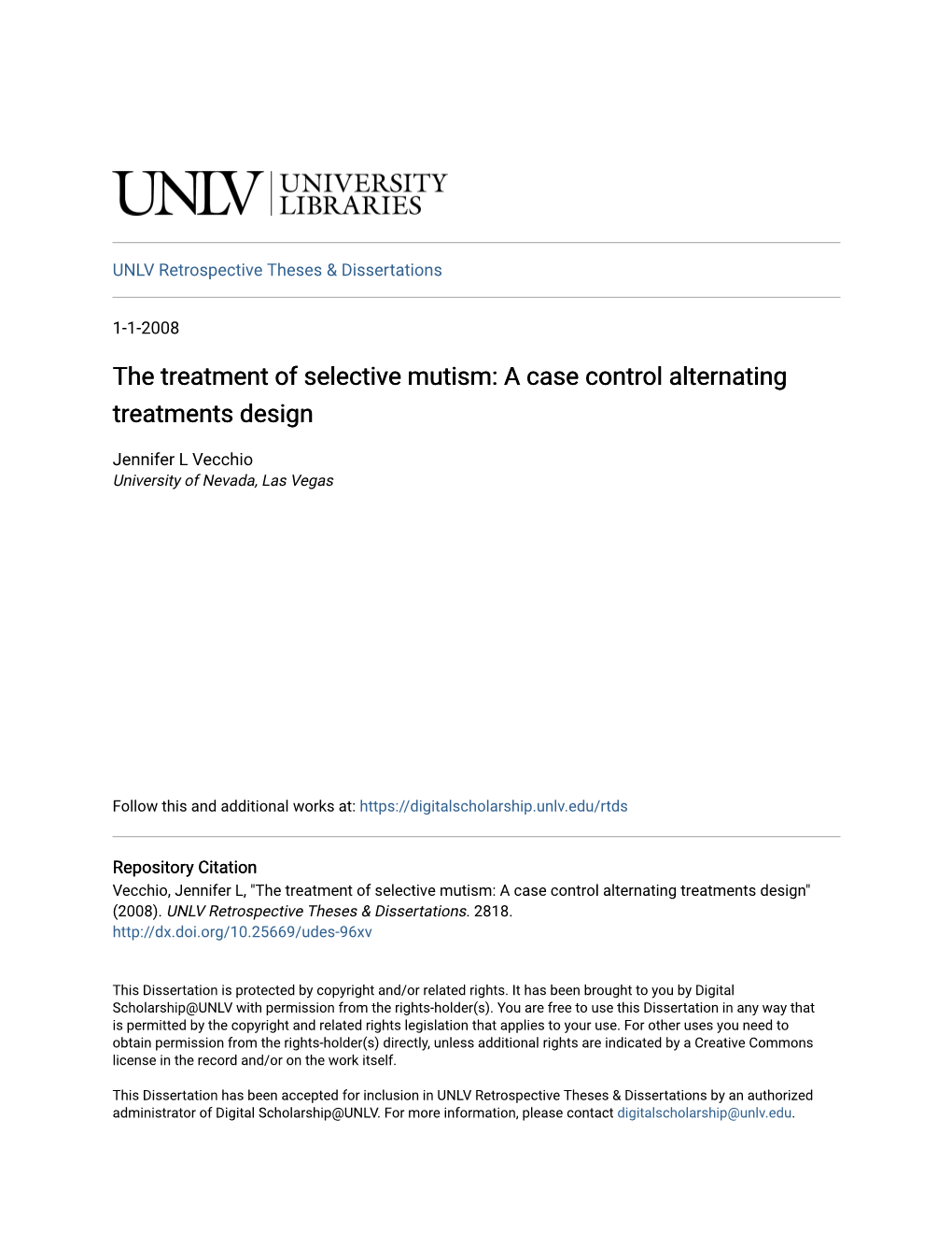 The Treatment of Selective Mutism: a Case Control Alternating Treatments Design