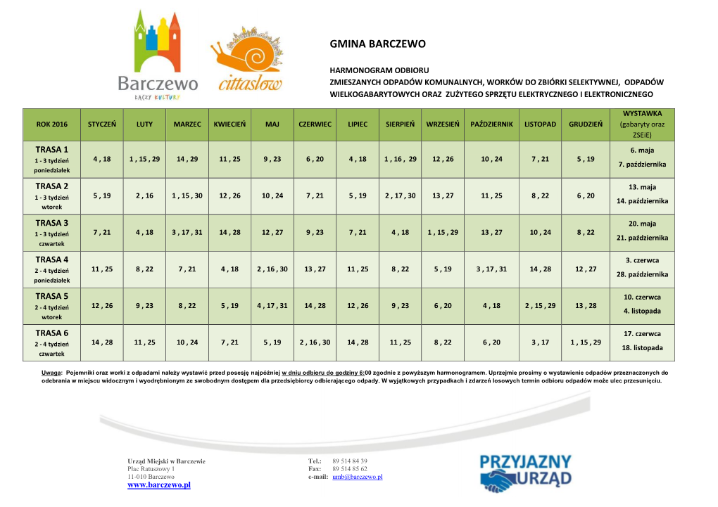 Harmonogram Wywozu Śmieci Pobierz