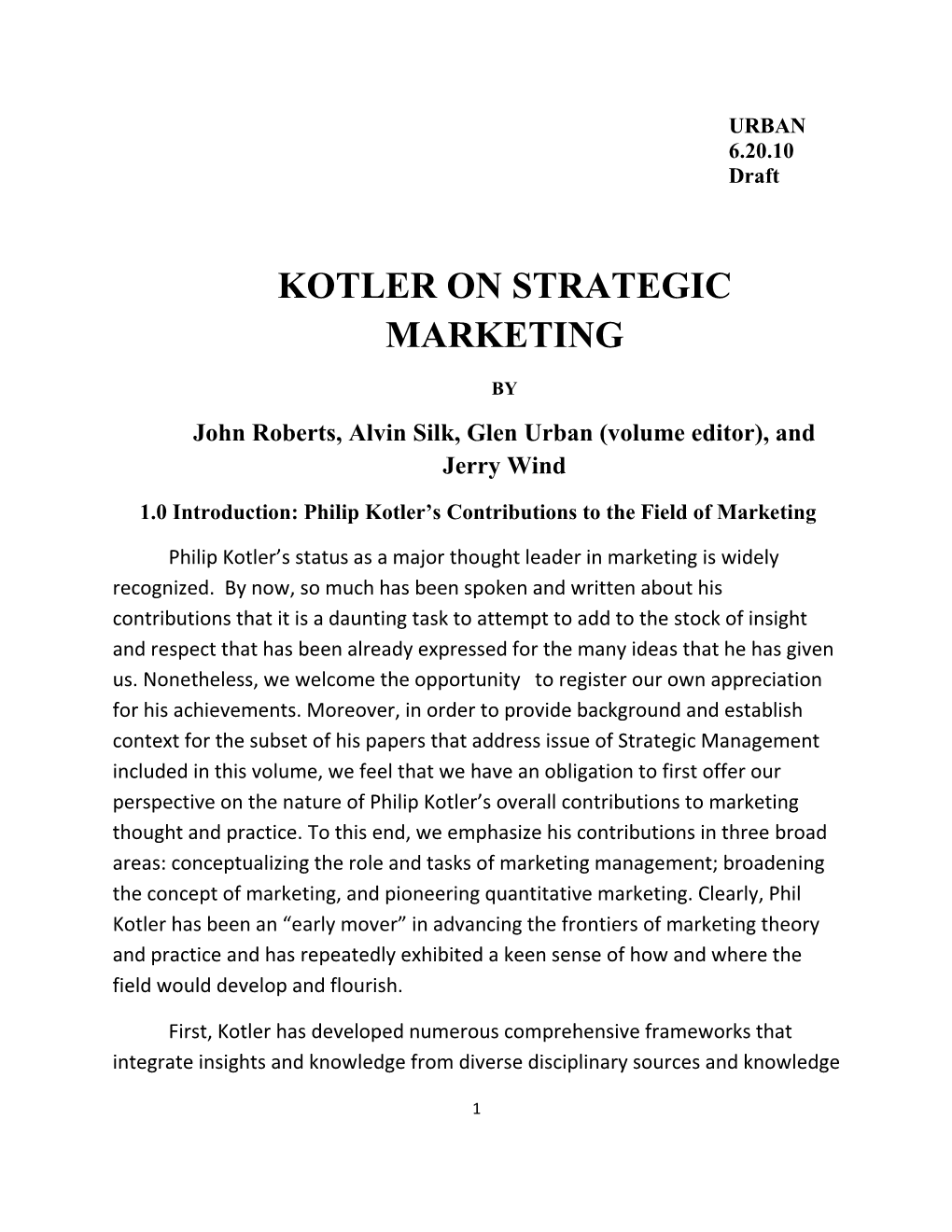 Kotler on Strategic Marketing