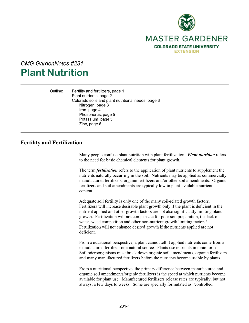 Plant Nutrition