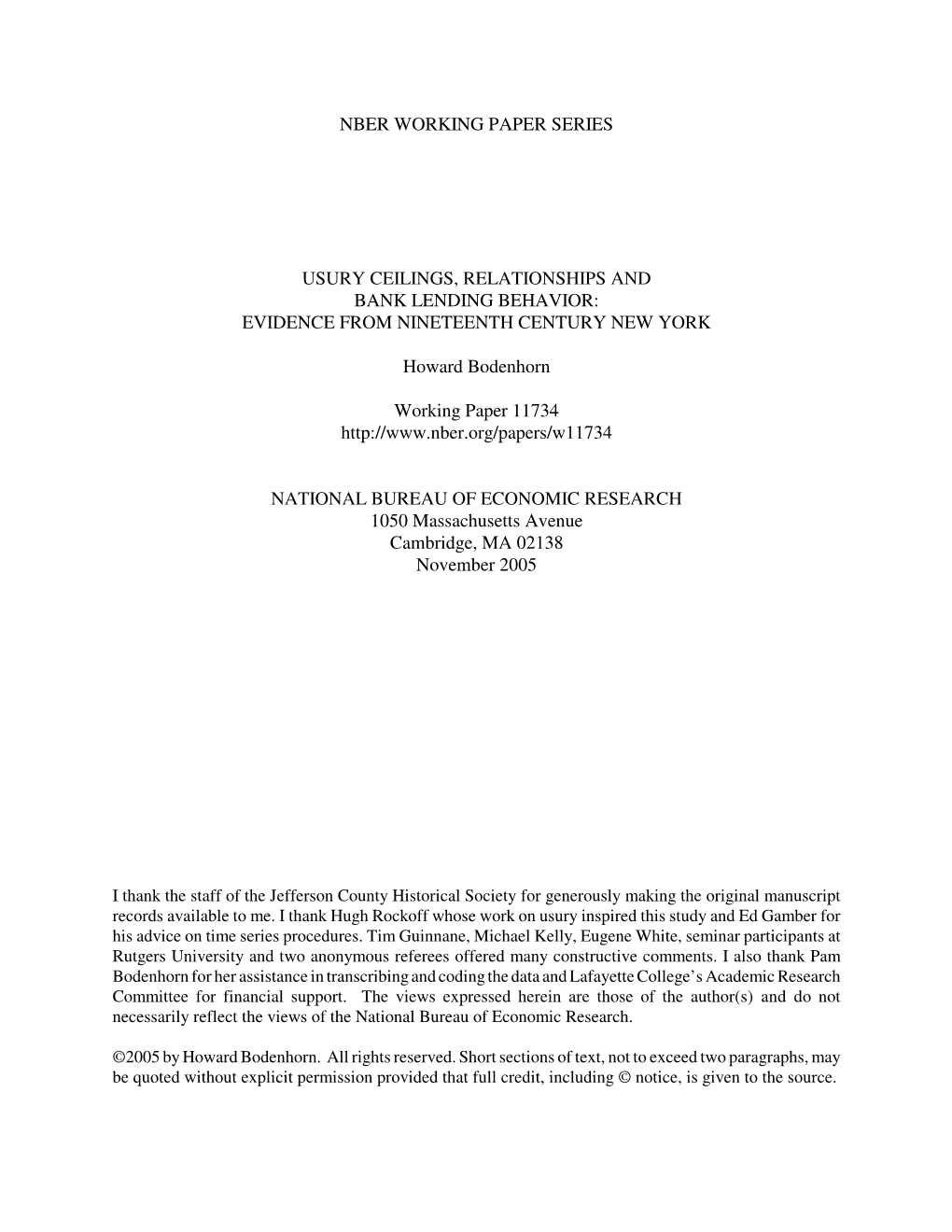 Nber Working Paper Series