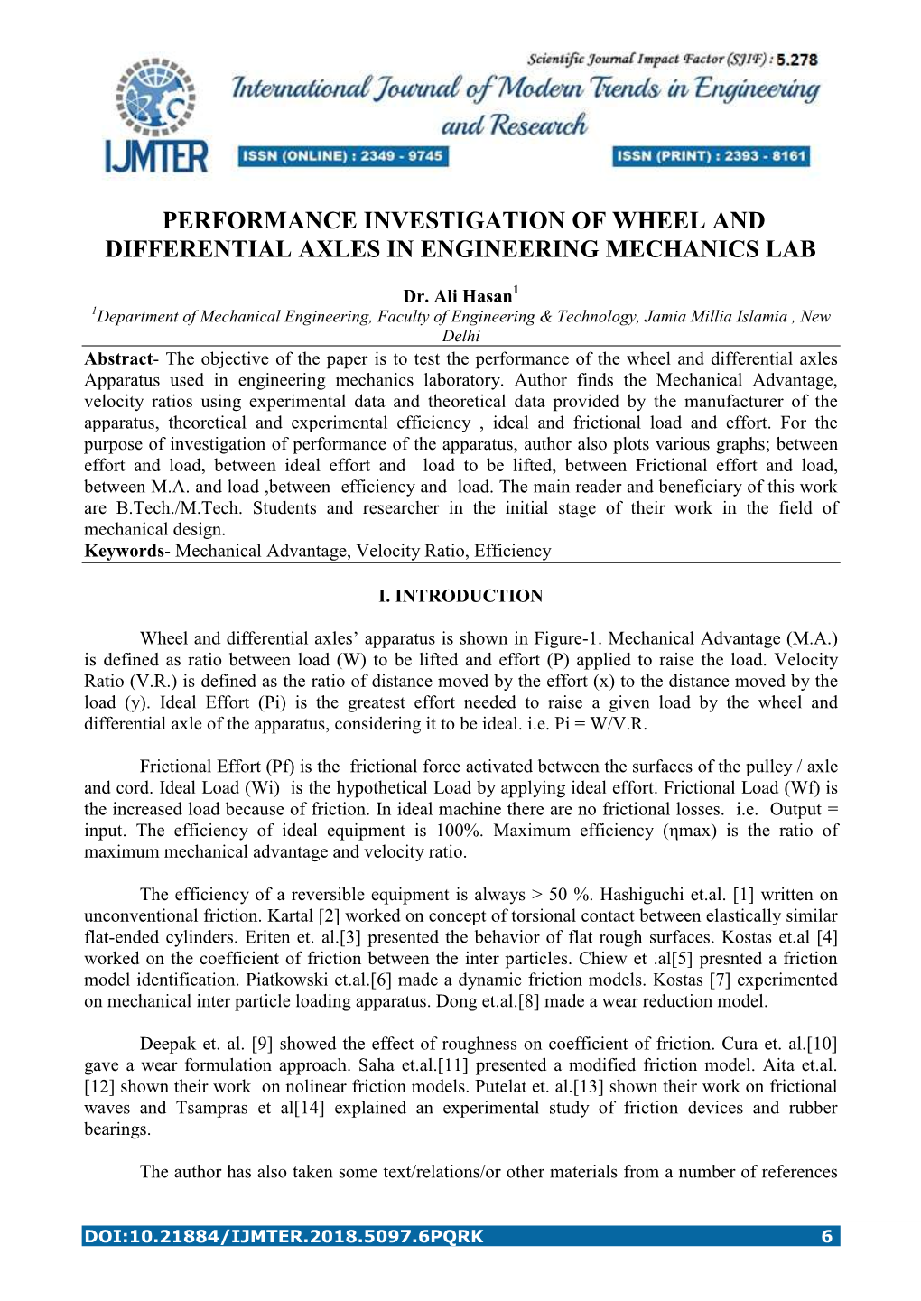 Performance Investigation of Wheel and Differential Axles in Engineering Mechanics Lab