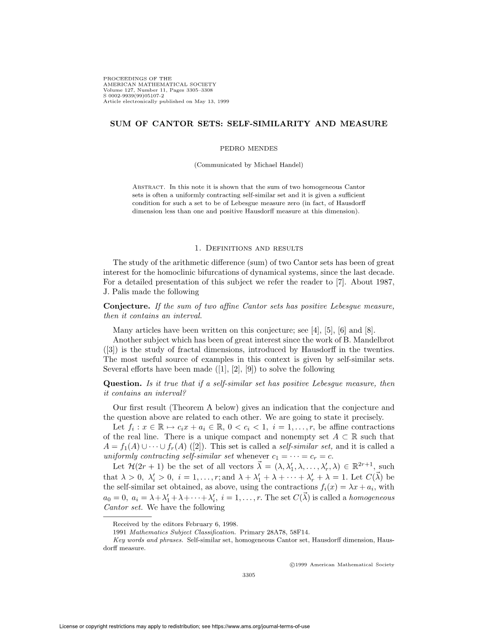 Sum of Cantor Sets: Self-Similarity and Measure