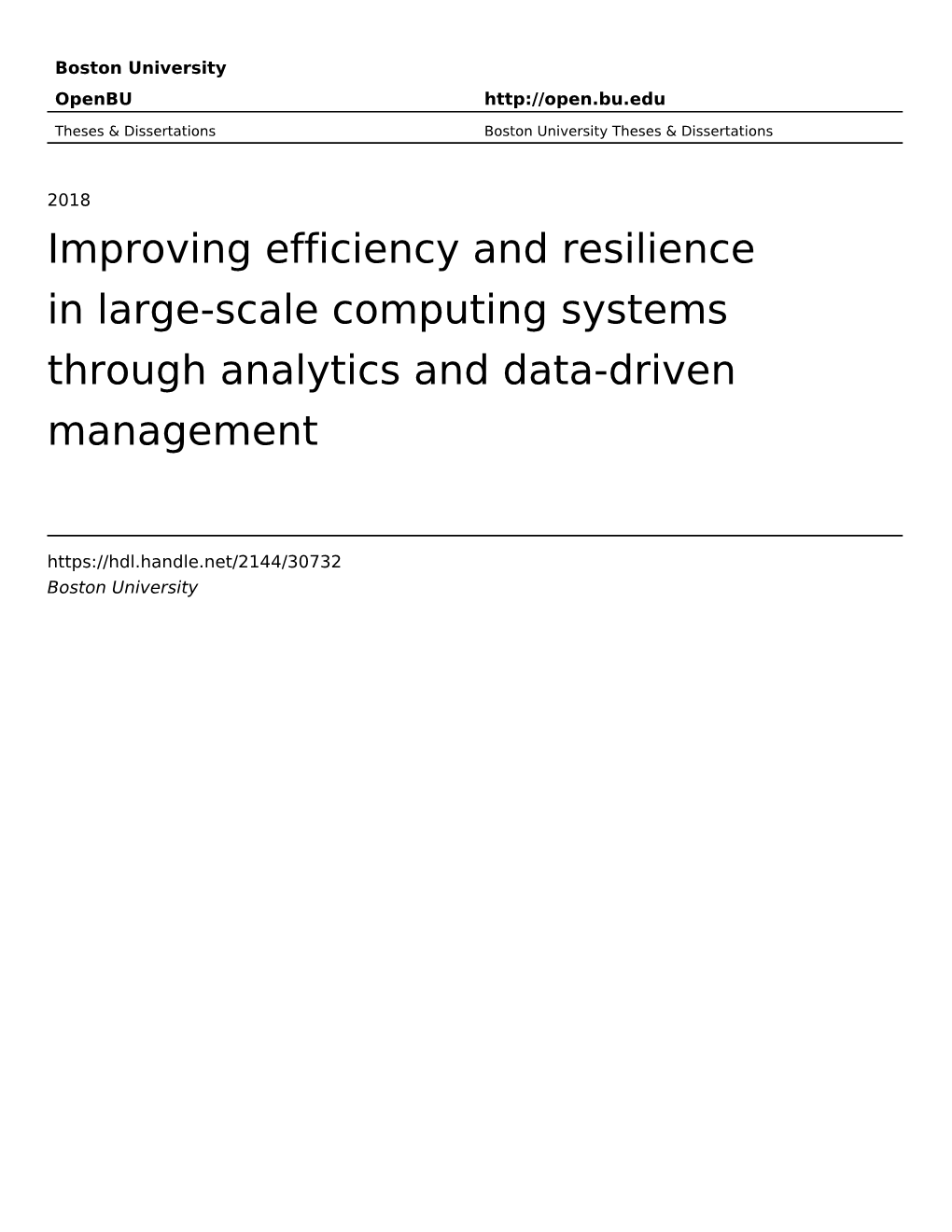 Improving Efficiency and Resilience in Large-Scale Computing Systems Through Analytics and Data-Driven Management