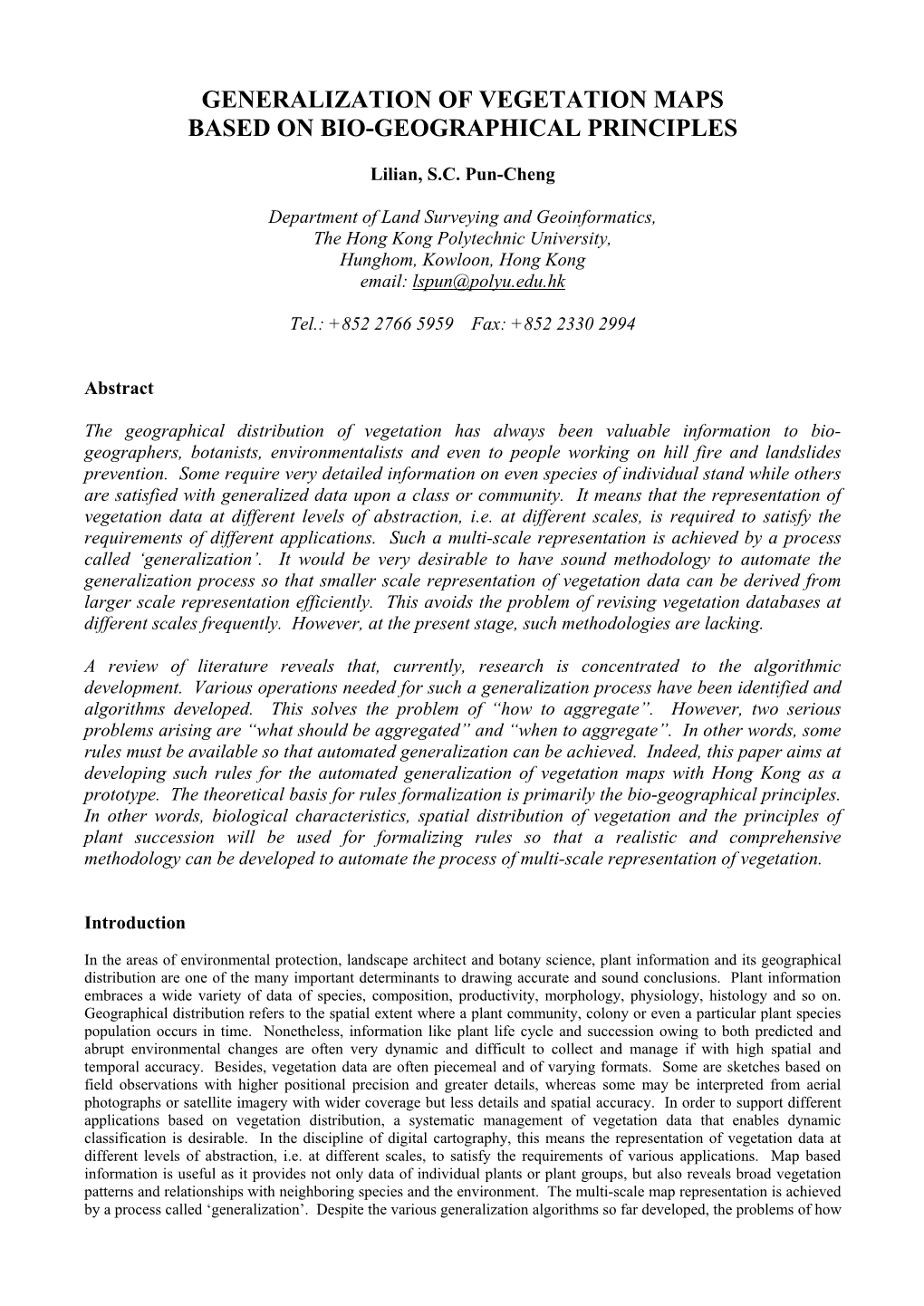 Dynamic Vegetation Classification in Hong Kong