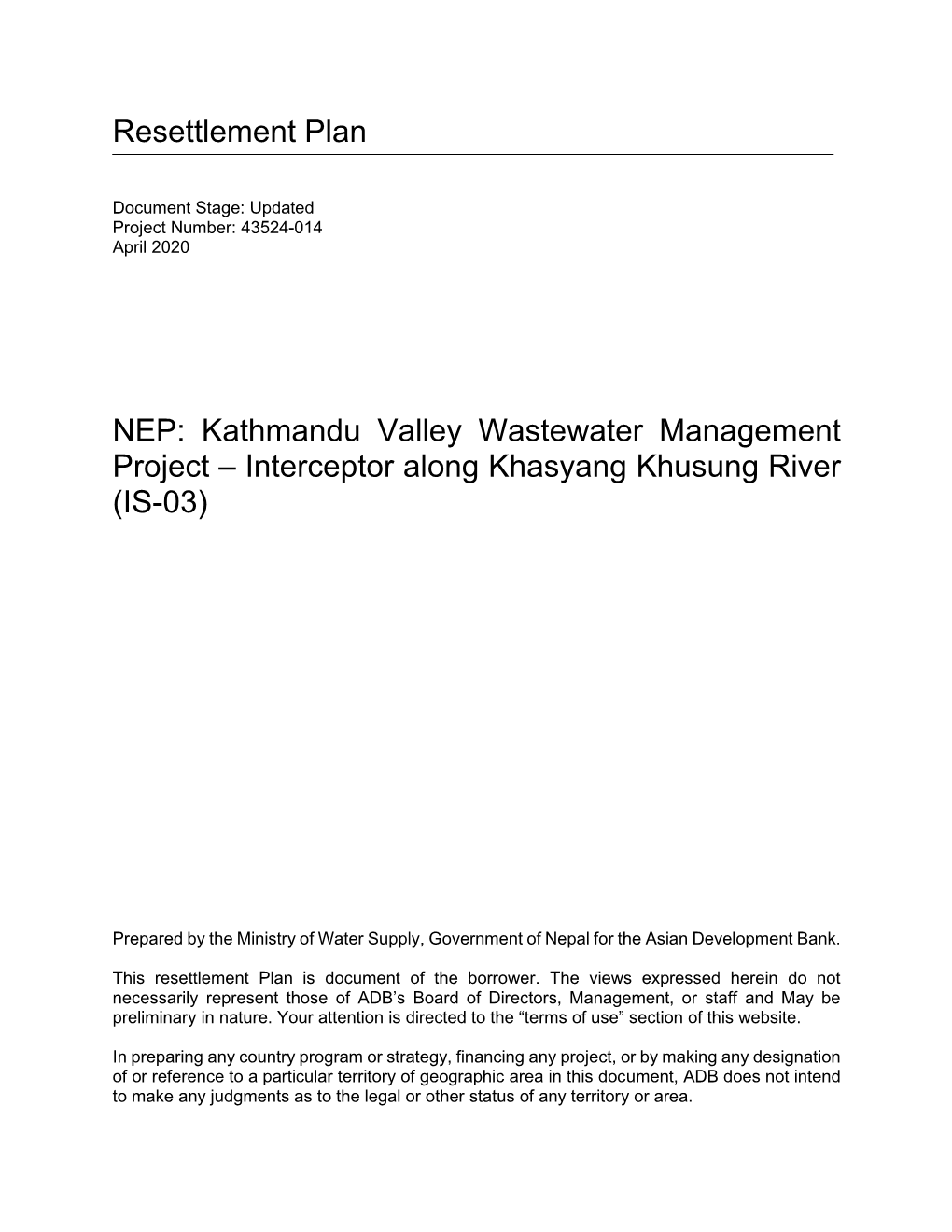 43524-014: Kathmandu Valley Wastewater Management Project