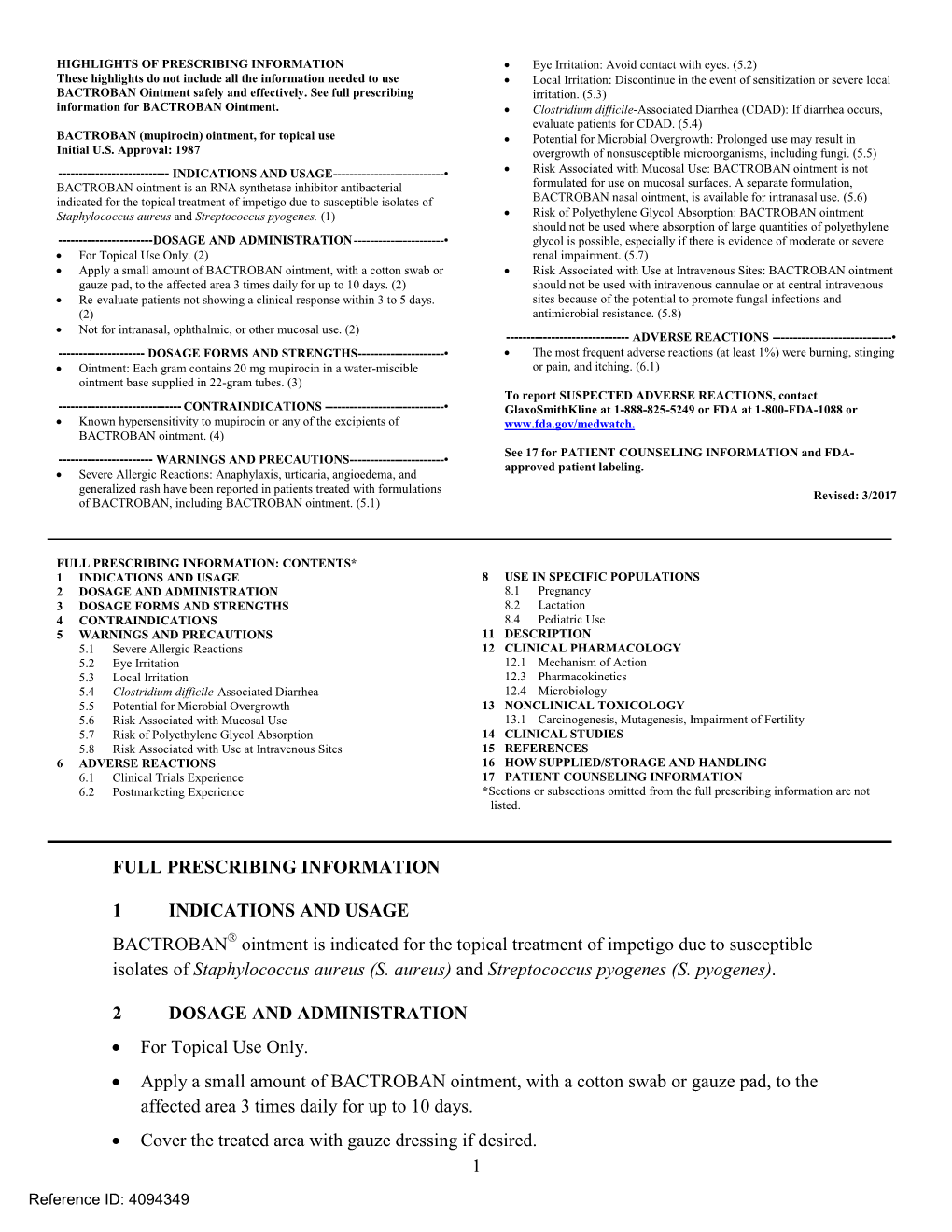 Full Prescribing Information 1 Indications and Usage