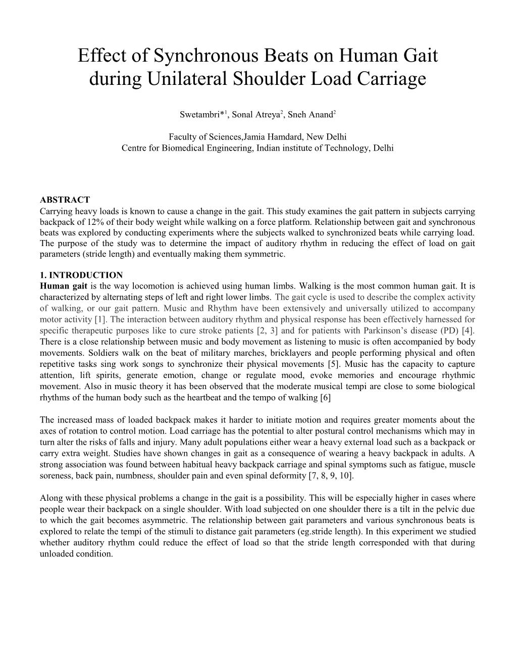 Psychophysical Effects of Music on Gait of School Children