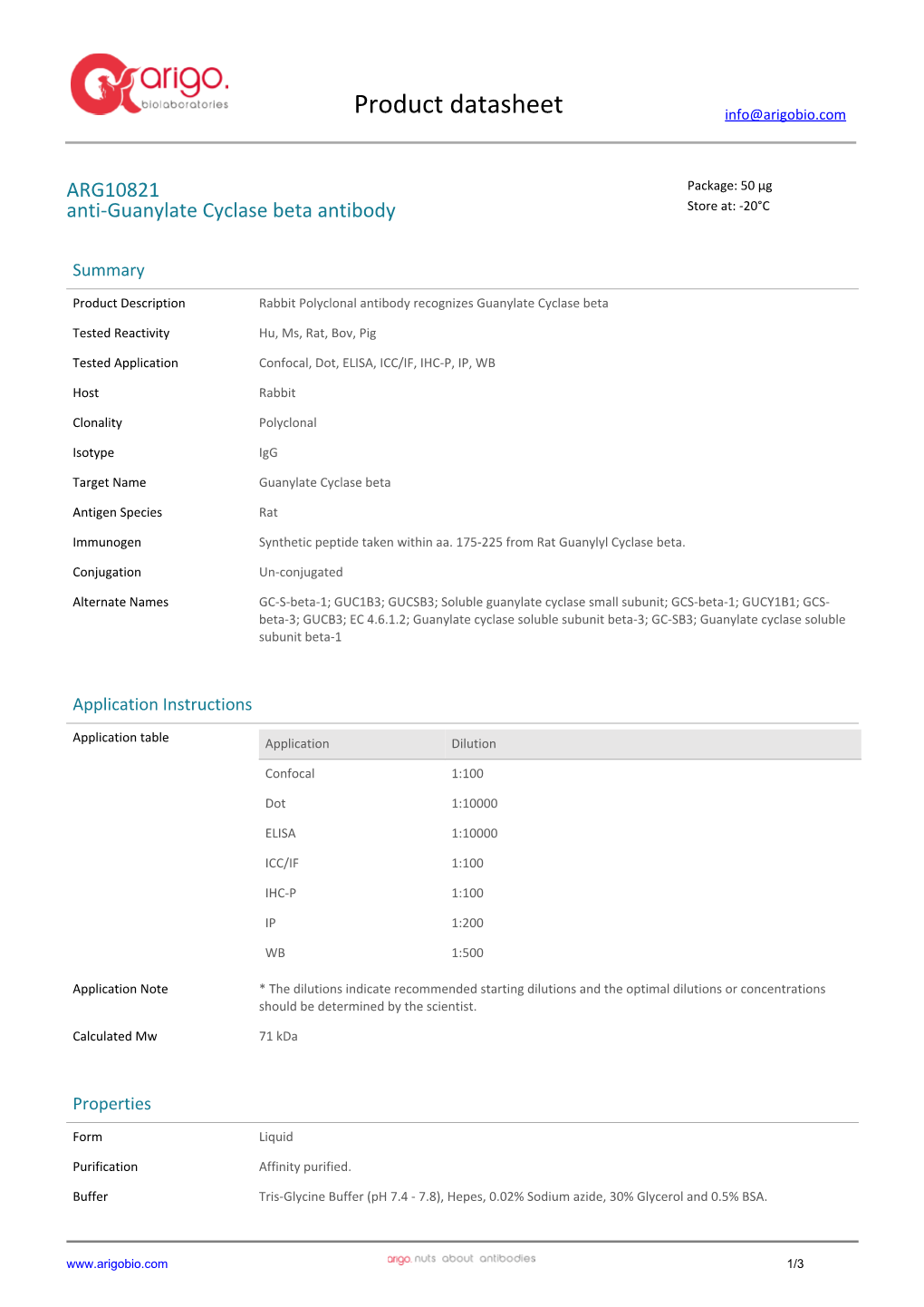 Anti-Guanylate Cyclase Beta Antibody (ARG10821)