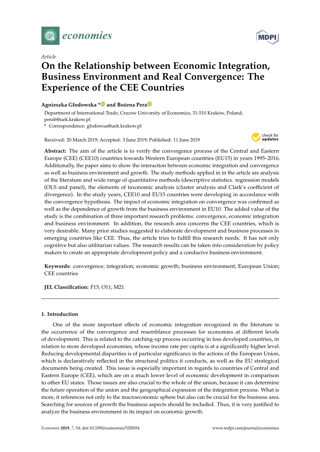 On the Relationship Between Economic Integration, Business Environment and Real Convergence: the Experience of the CEE Countries