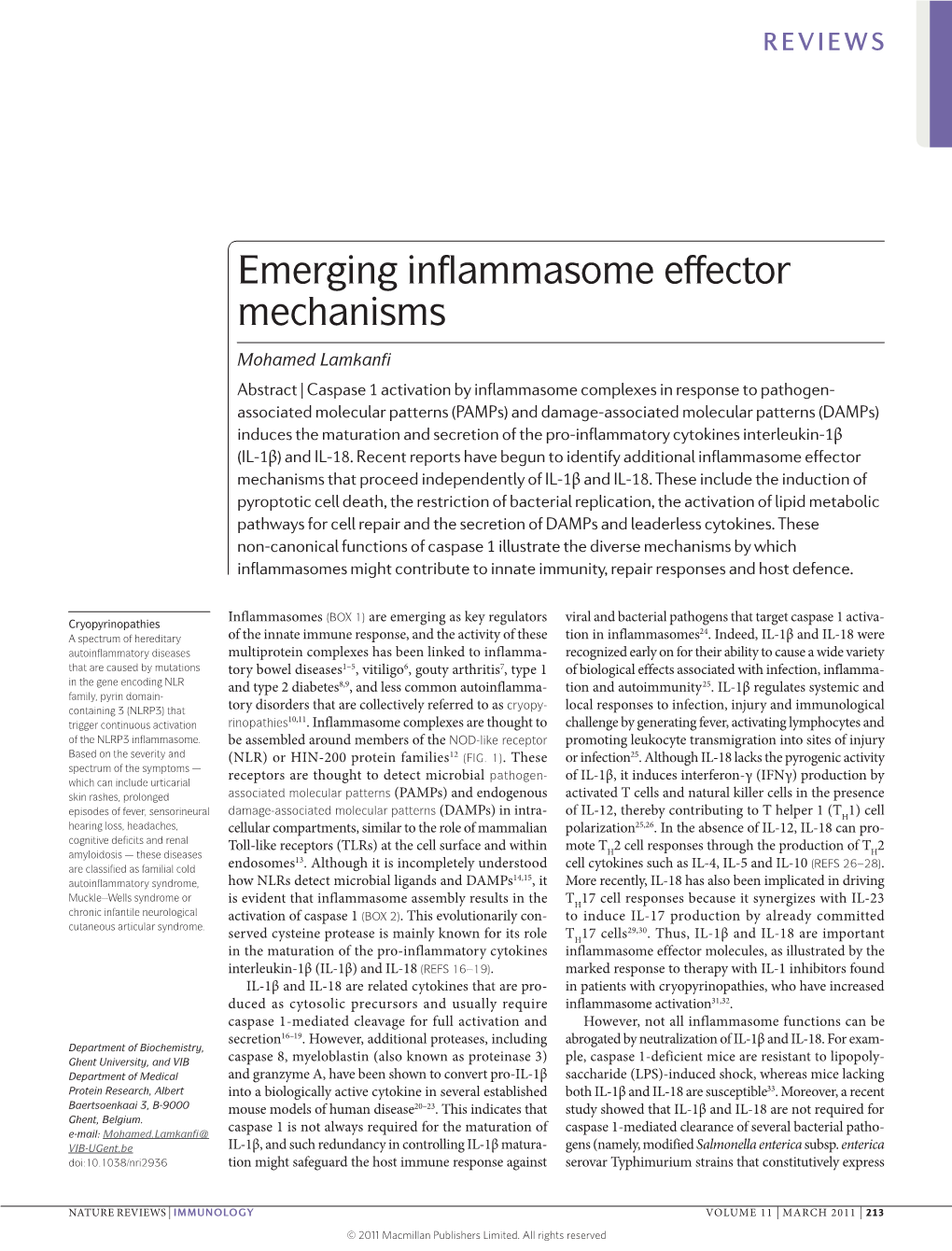 Emerging Inflammasome Effector Mechanisms