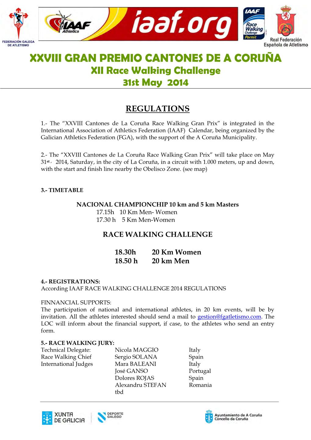 XXVIII GRAN PREMIO CANTONES DE a CORUÑA XII Race Walking Challenge 31St May 2014