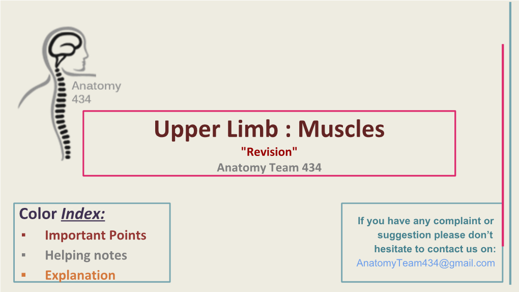 Upper Limb : Muscles 