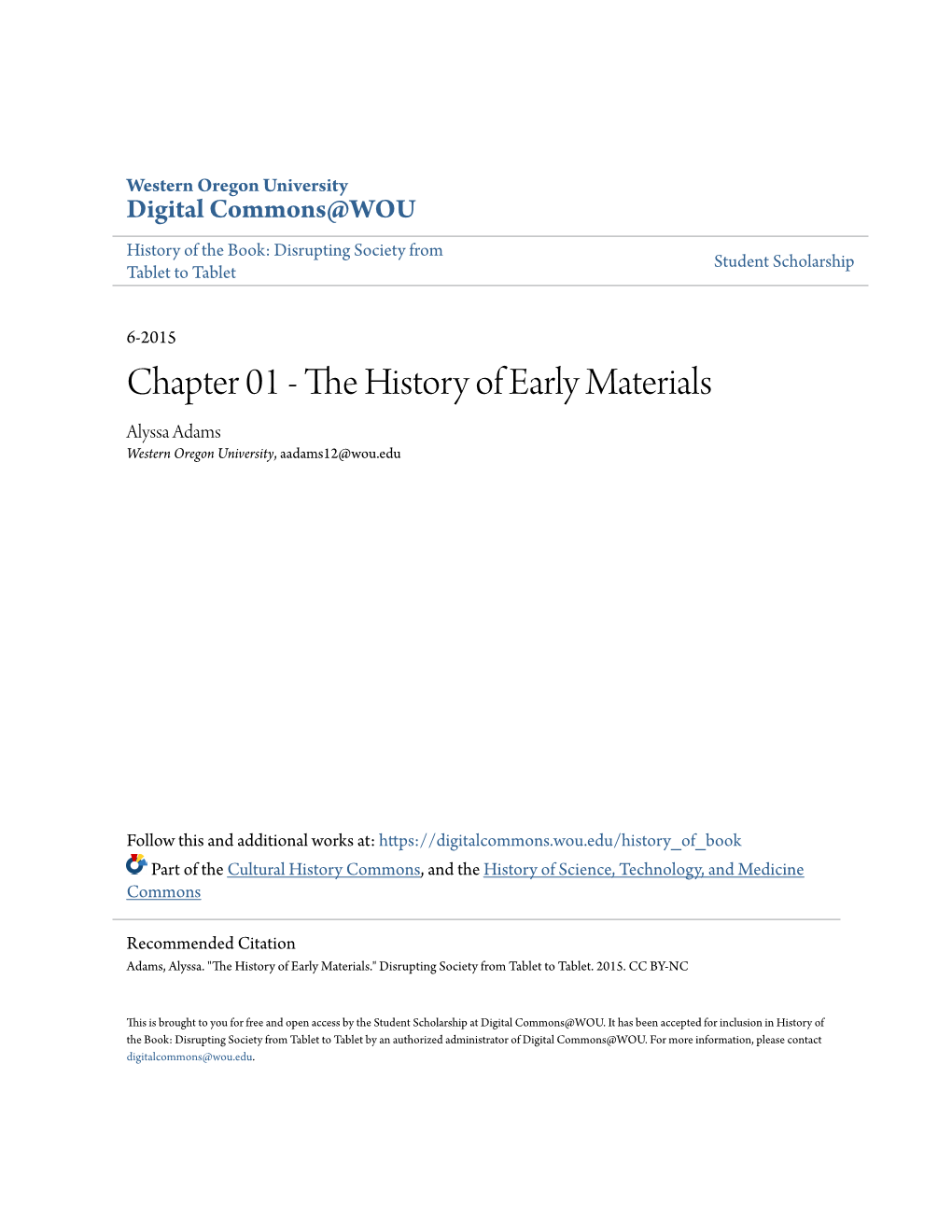 The History of Early Materials
