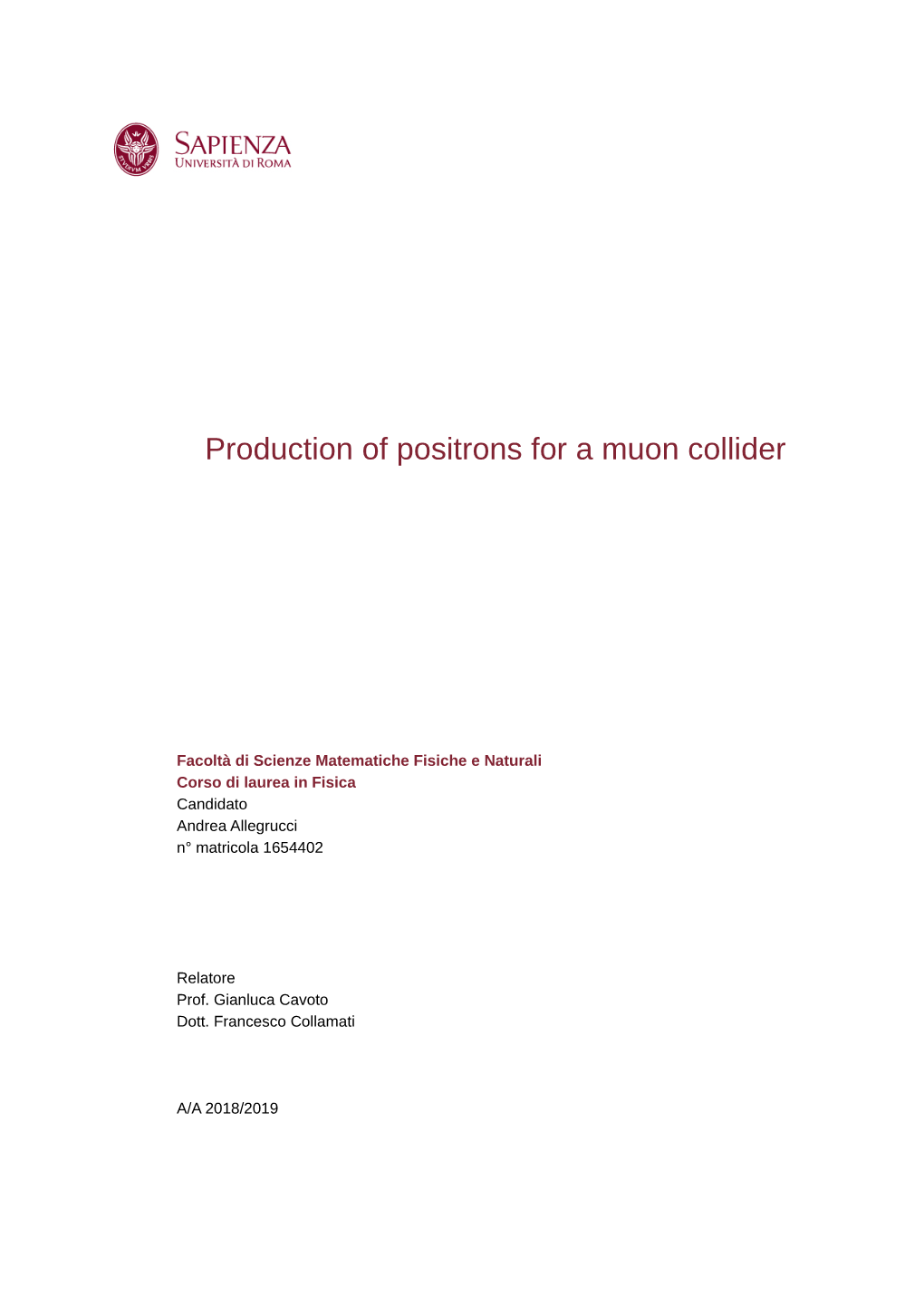 Production of Positrons for a Muon Collider