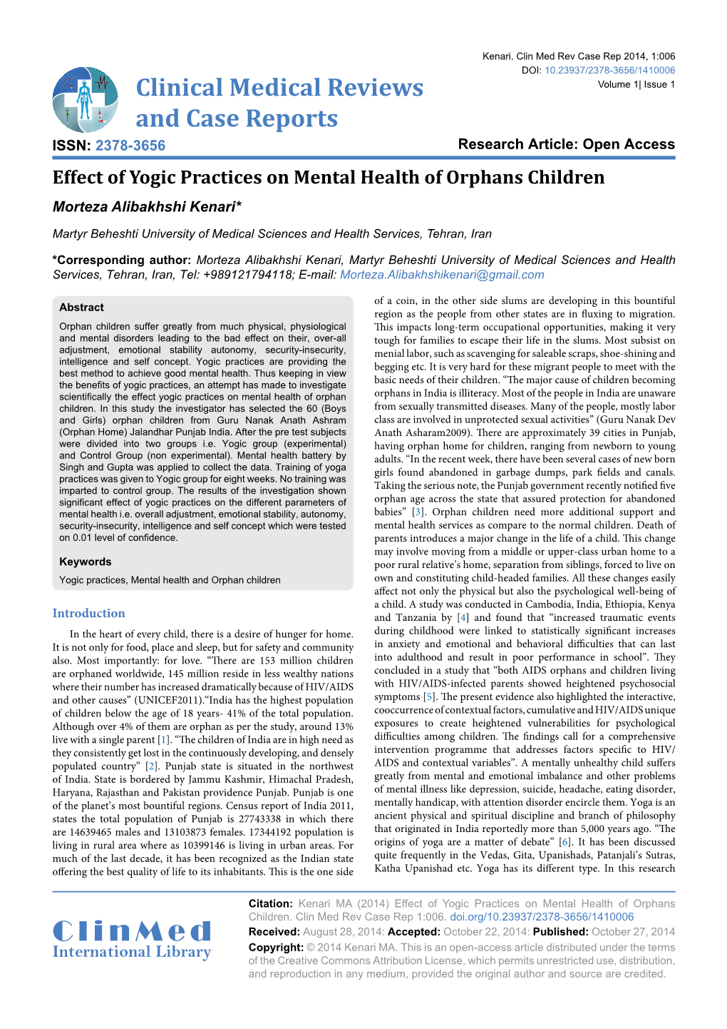 Effect of Yogic Practices on Mental Health of Orphanschildren