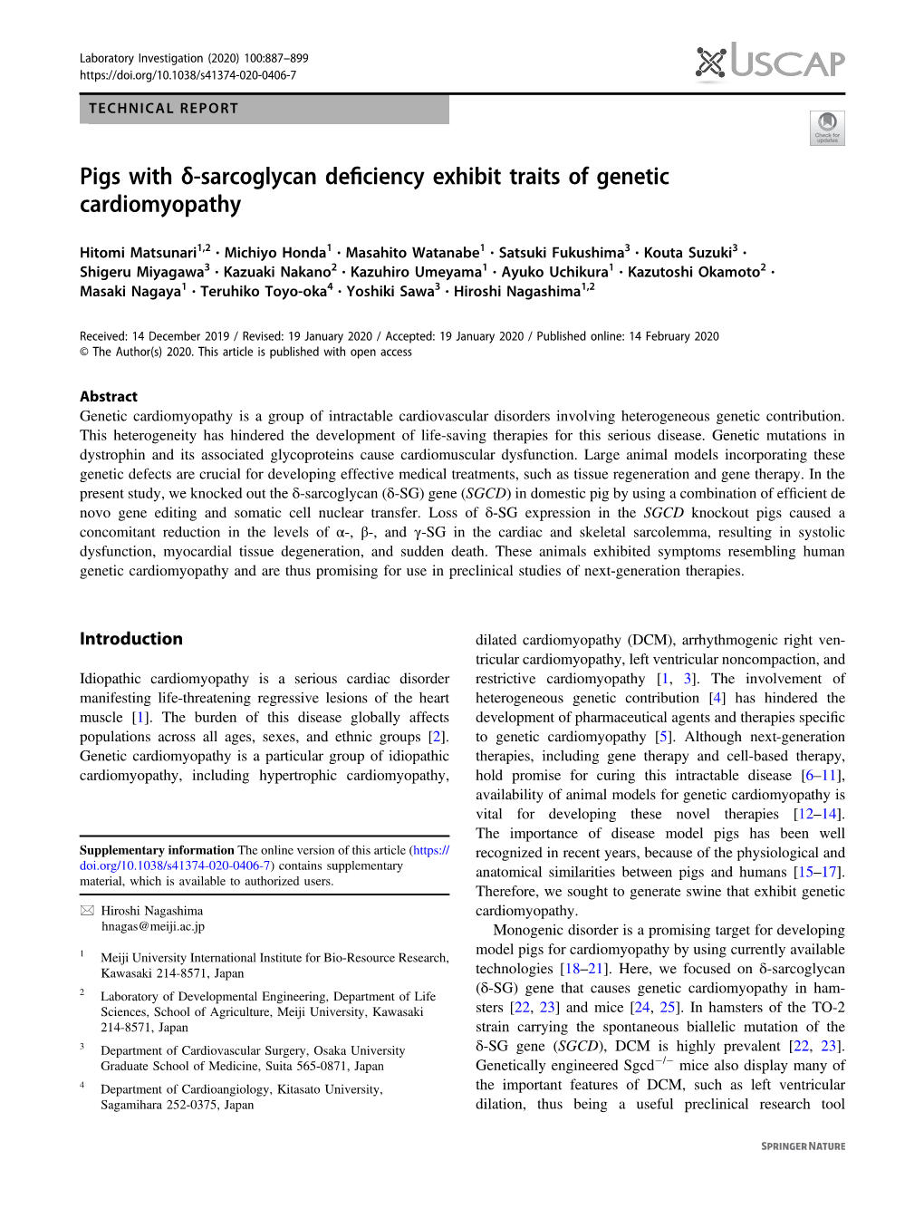 Pigs with Î´-Sarcoglycan Deficiency Exhibit Traits of Genetic