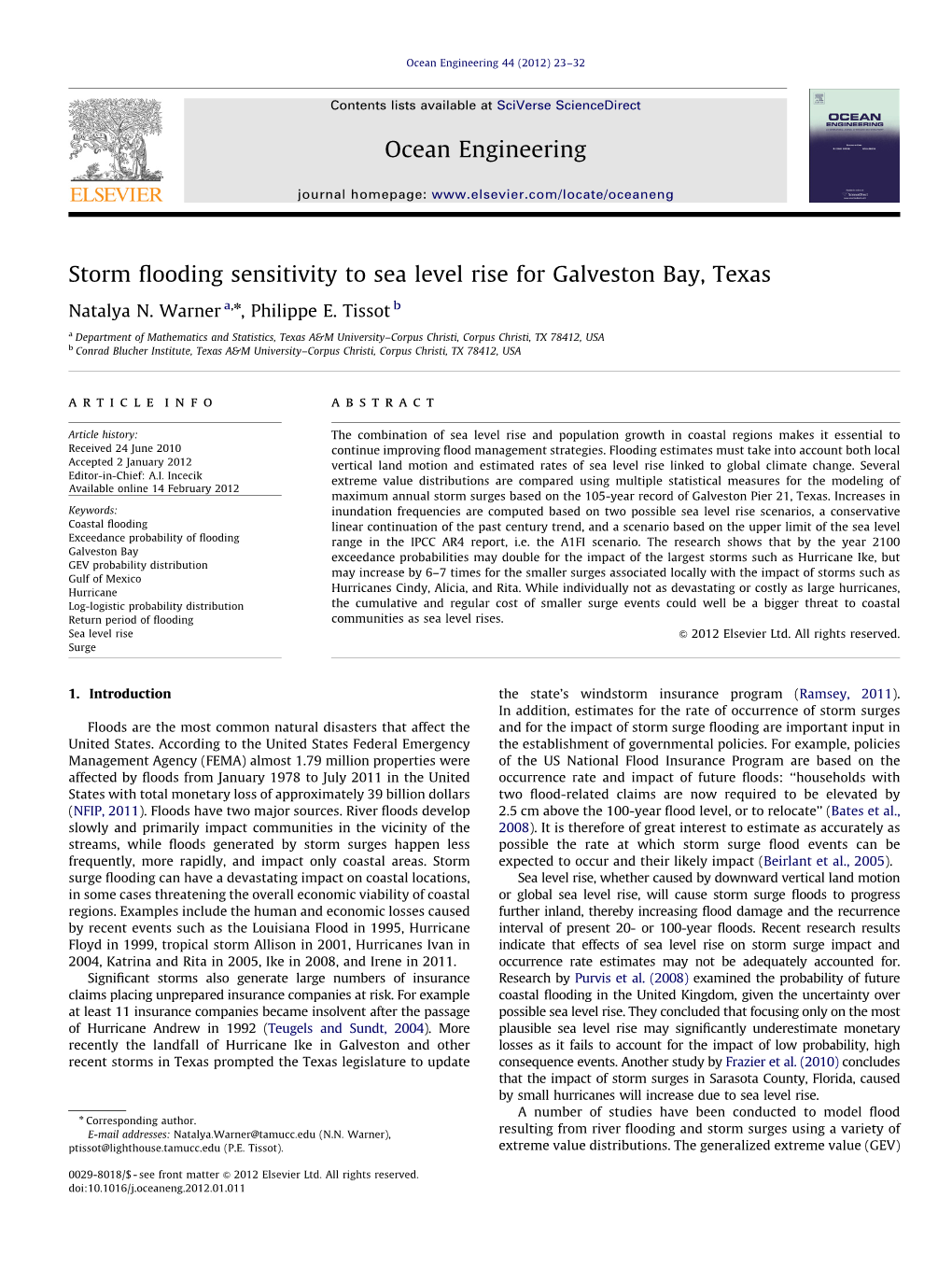 Storm Flooding Sensitivity to Sea Level Rise for Galveston Bay, Texas