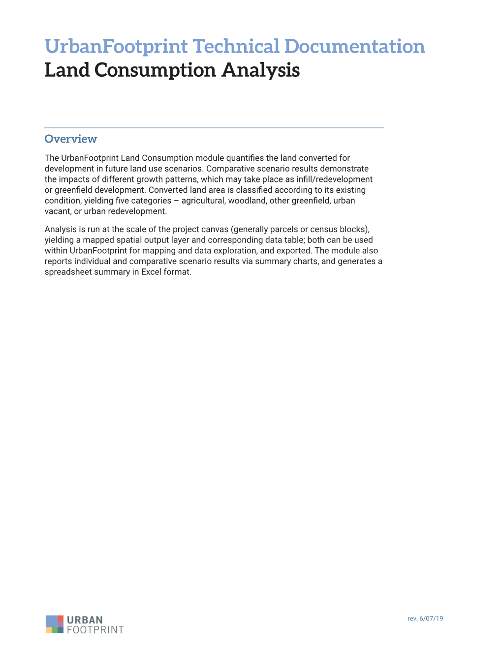 Urbanfootprint Technical Documentation Land Consumption Analysis