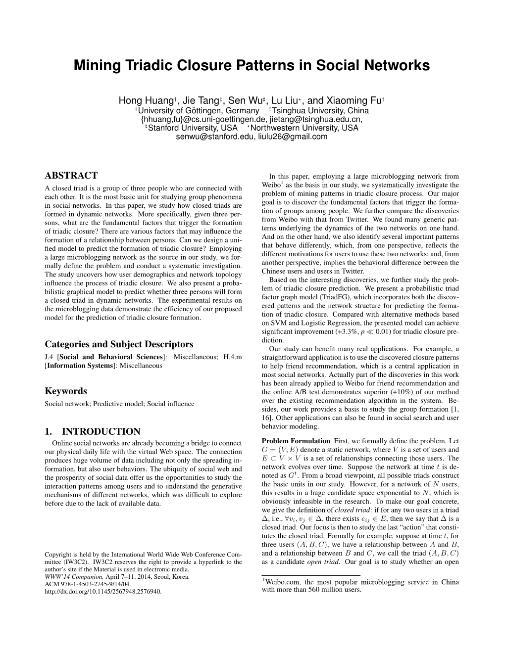 Mining Triadic Closure Patterns in Social Networks