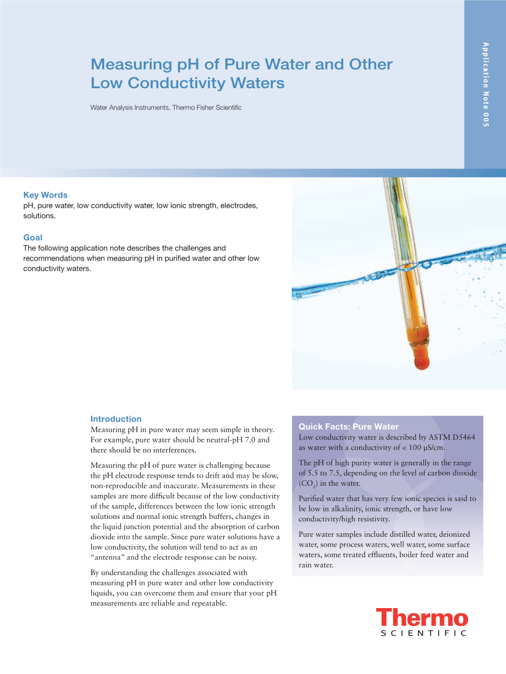 Measuring Ph of Pure Water and Other Low Conductivity Waters