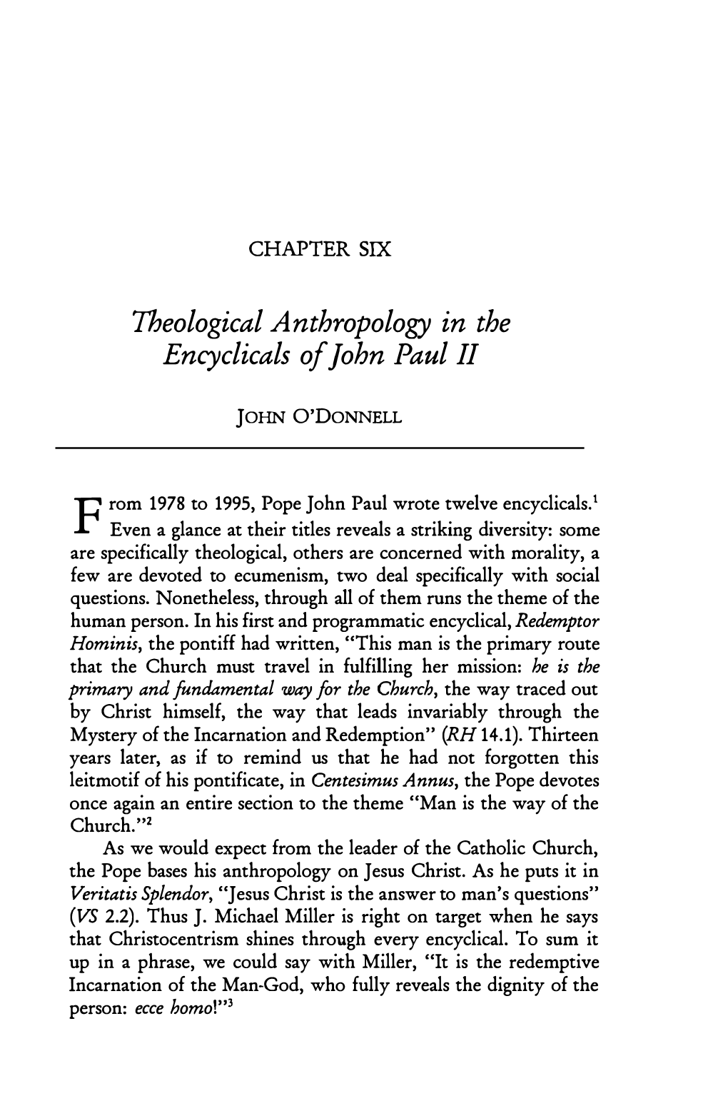 Theological Anthropology in the Encyclicals of John Paul II