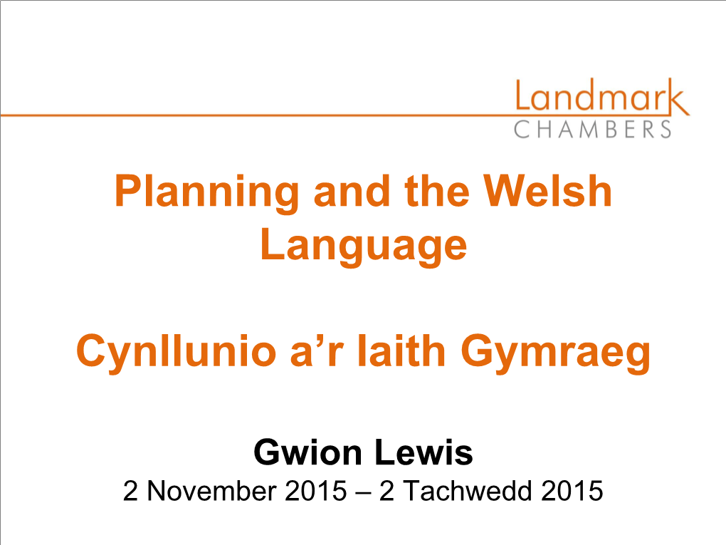 Planning and the Welsh Language