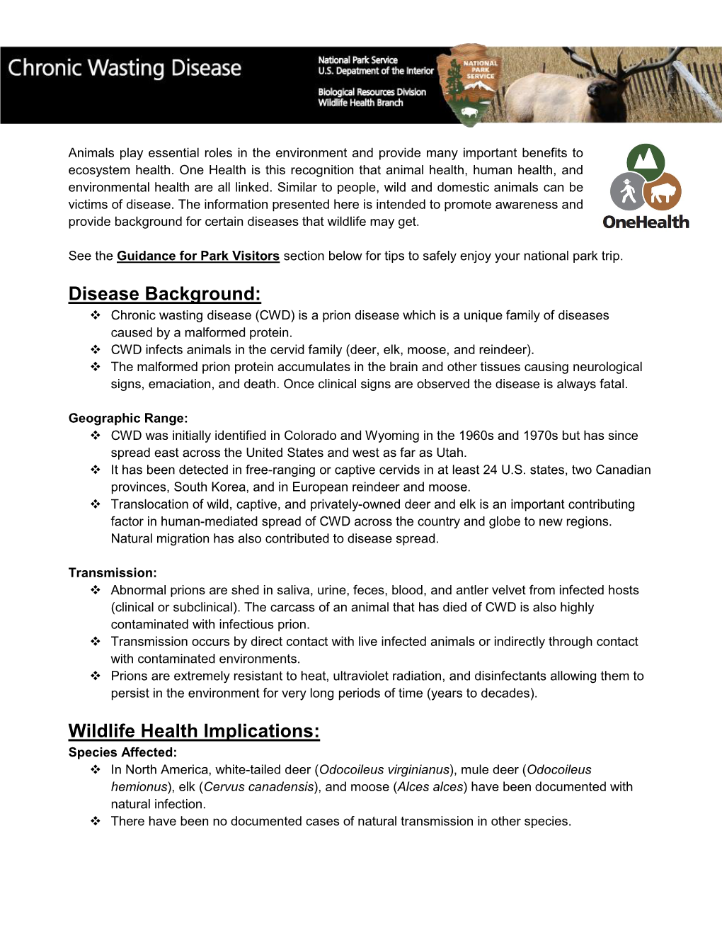 Chronic Wasting Disease Fact Sheet