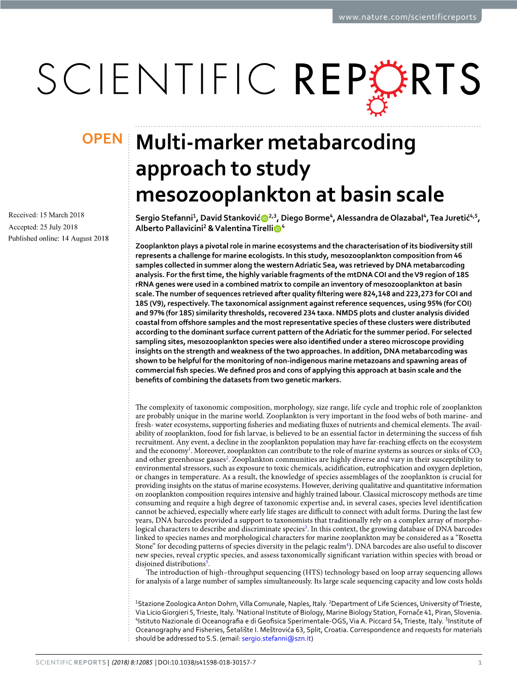 Multi-Marker Metabarcoding Approach to Study Mesozooplankton at Basin