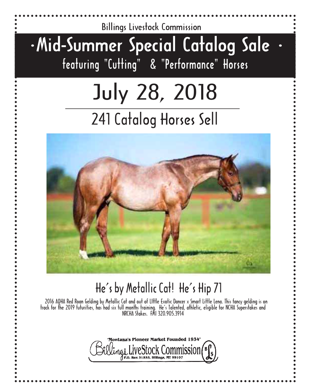 July 28, 2018 241 Catalog Horses Sell
