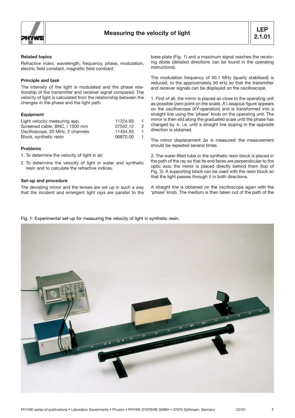 LEP 2.1.01 Measuring the Velocity of Light