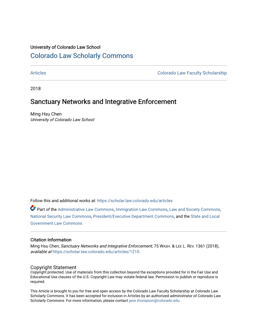 Sanctuary Networks and Integrative Enforcement