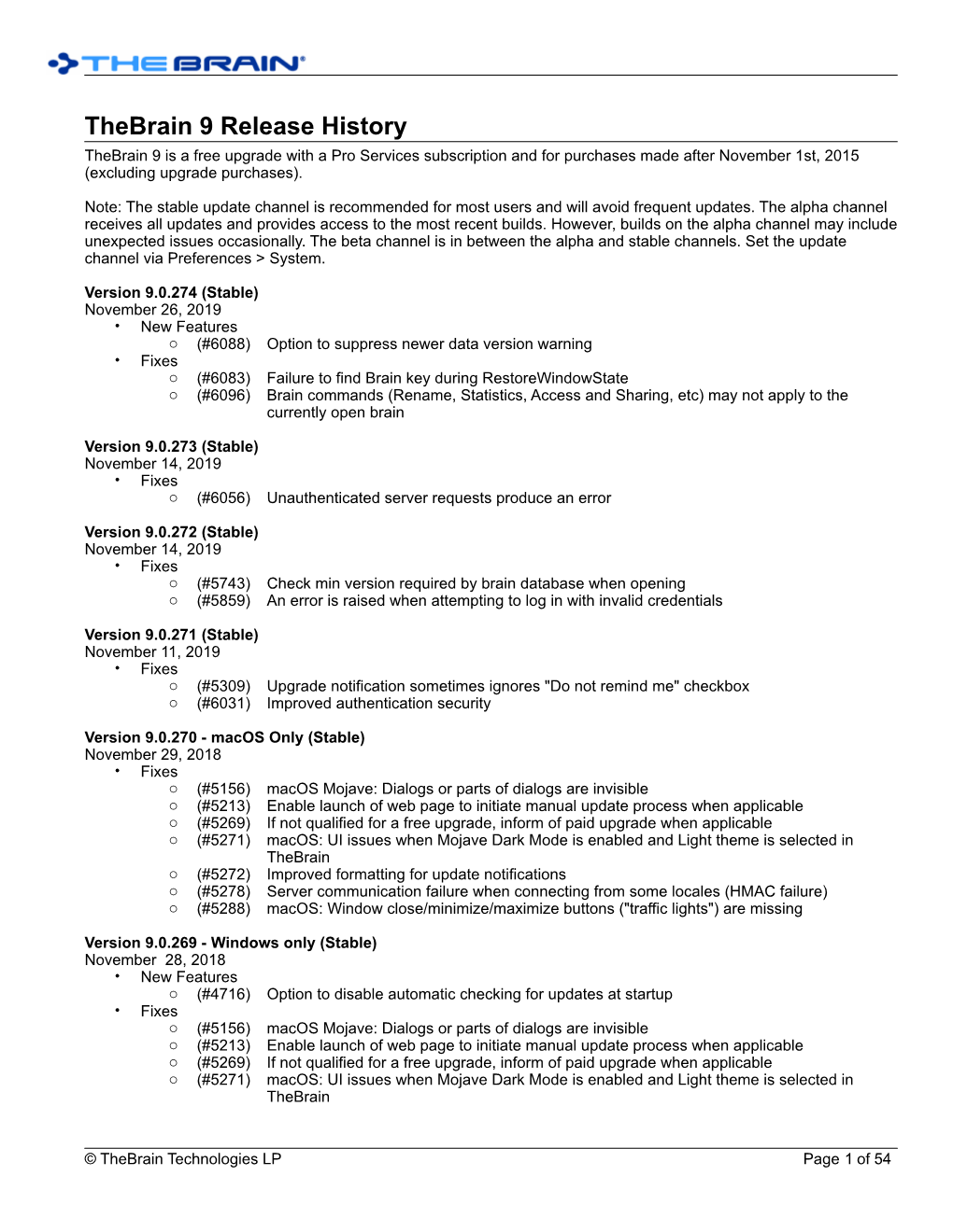 Thebrain 9.0 Release Notes