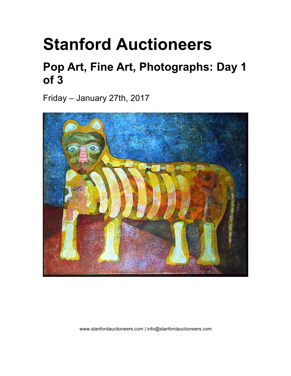 Stanford Auctioneers Pop Art, Fine Art, Photographs: Day 1 of 3 Friday – January 27Th, 2017