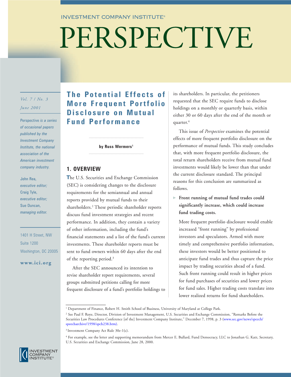 The Potential Effects of More Frequent Portfolio Disclosure on Mutual