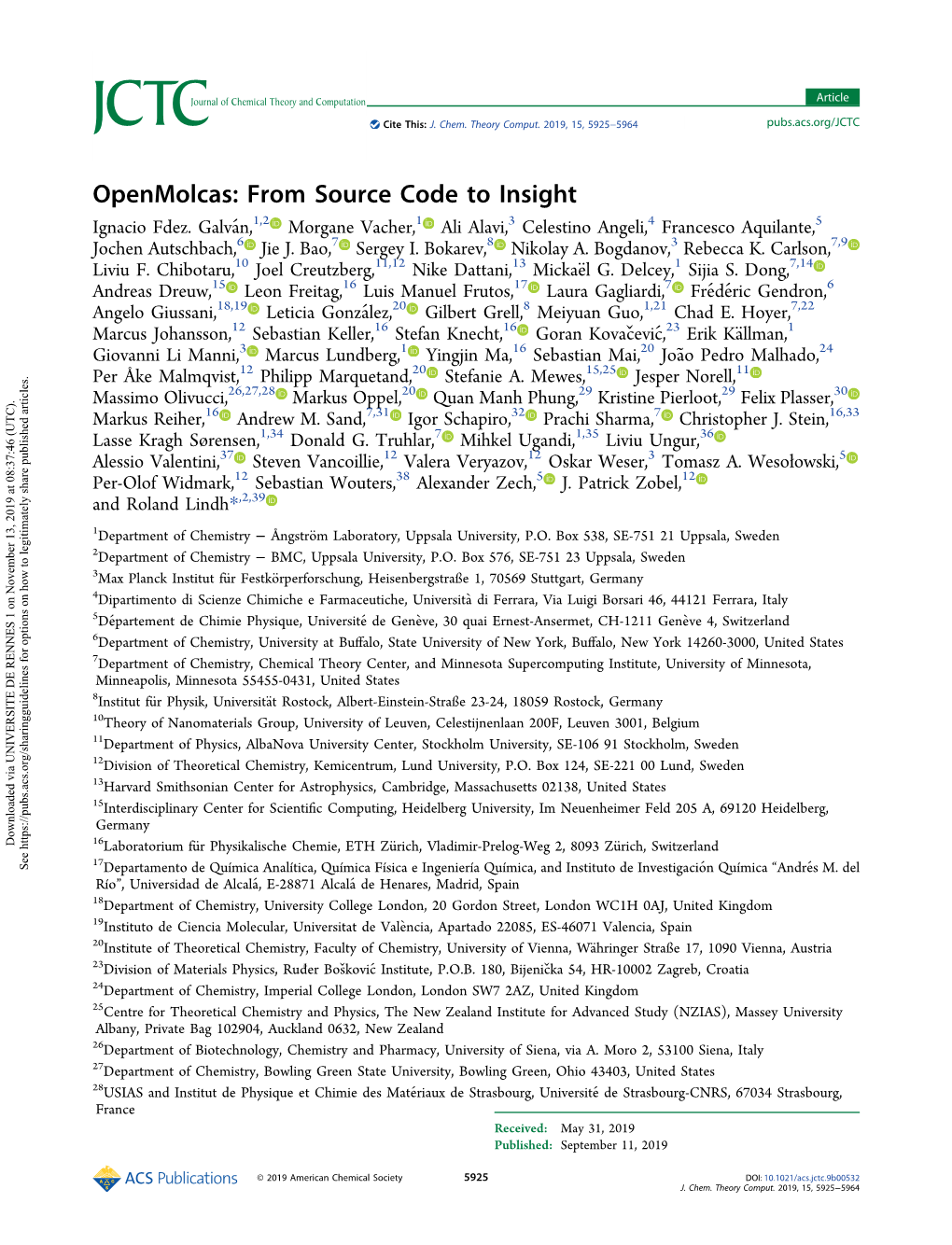 Openmolcas: from Source Code to Insight Ignacio Fdez