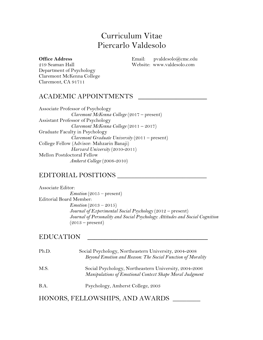 Piercarlo Valdesolo CV