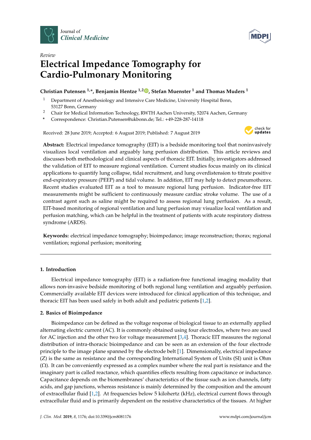 Electrical Impedance Tomography for Cardio-Pulmonary Monitoring