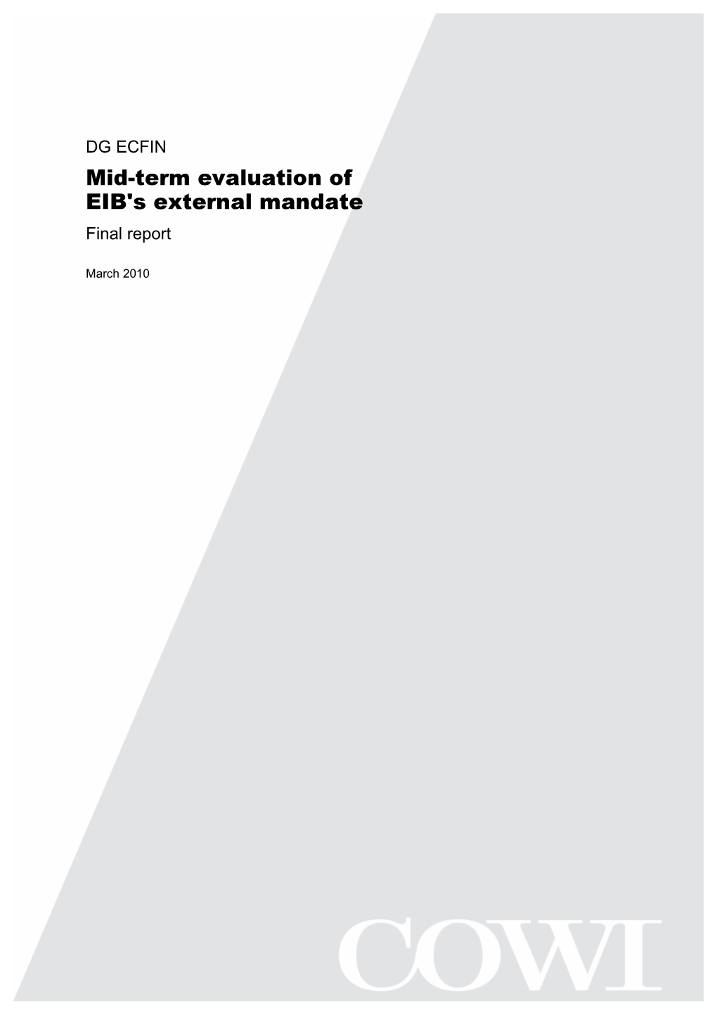 Mid-Term Evaluation of EIB's External Mandate Final Report