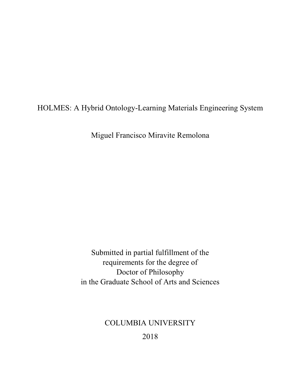 HOLMES: a Hybrid Ontology-Learning Materials Engineering System