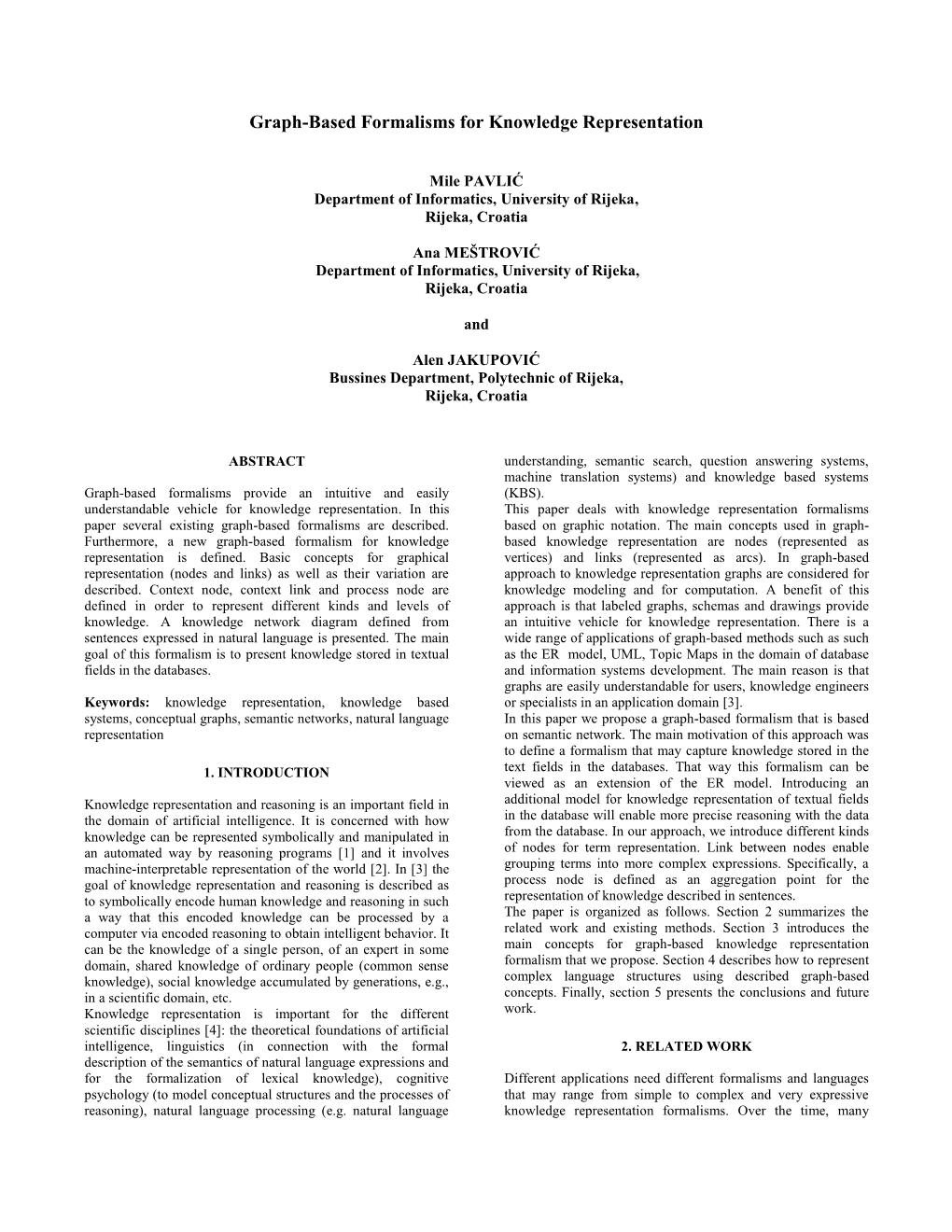 Graph-Based Formalisms for Knowledge Representation