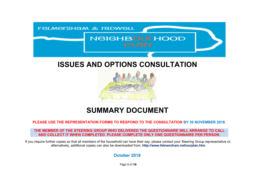 Issues and Options Consultation Summary