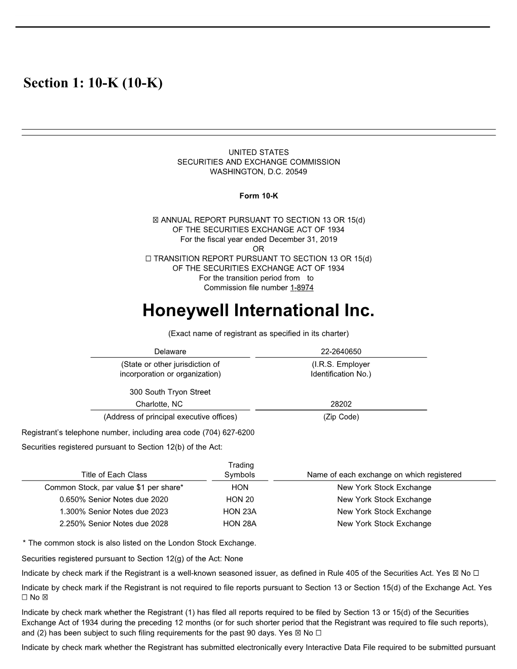 Honeywell International Inc