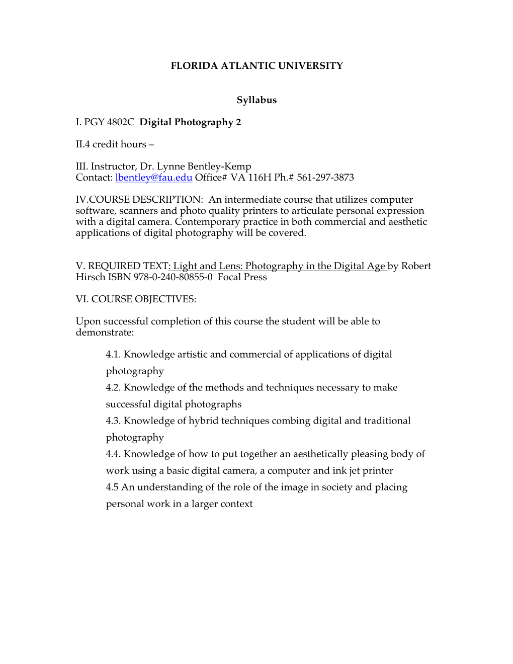 Digital Photo 2 Syllabus