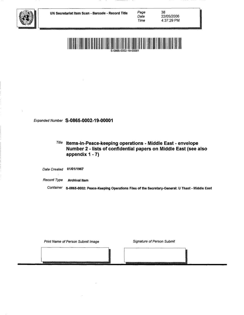 Middle East - Envelope Number 2 - Lists of Confidential Papers on Middle East (See Also Appendix 1 - 7)