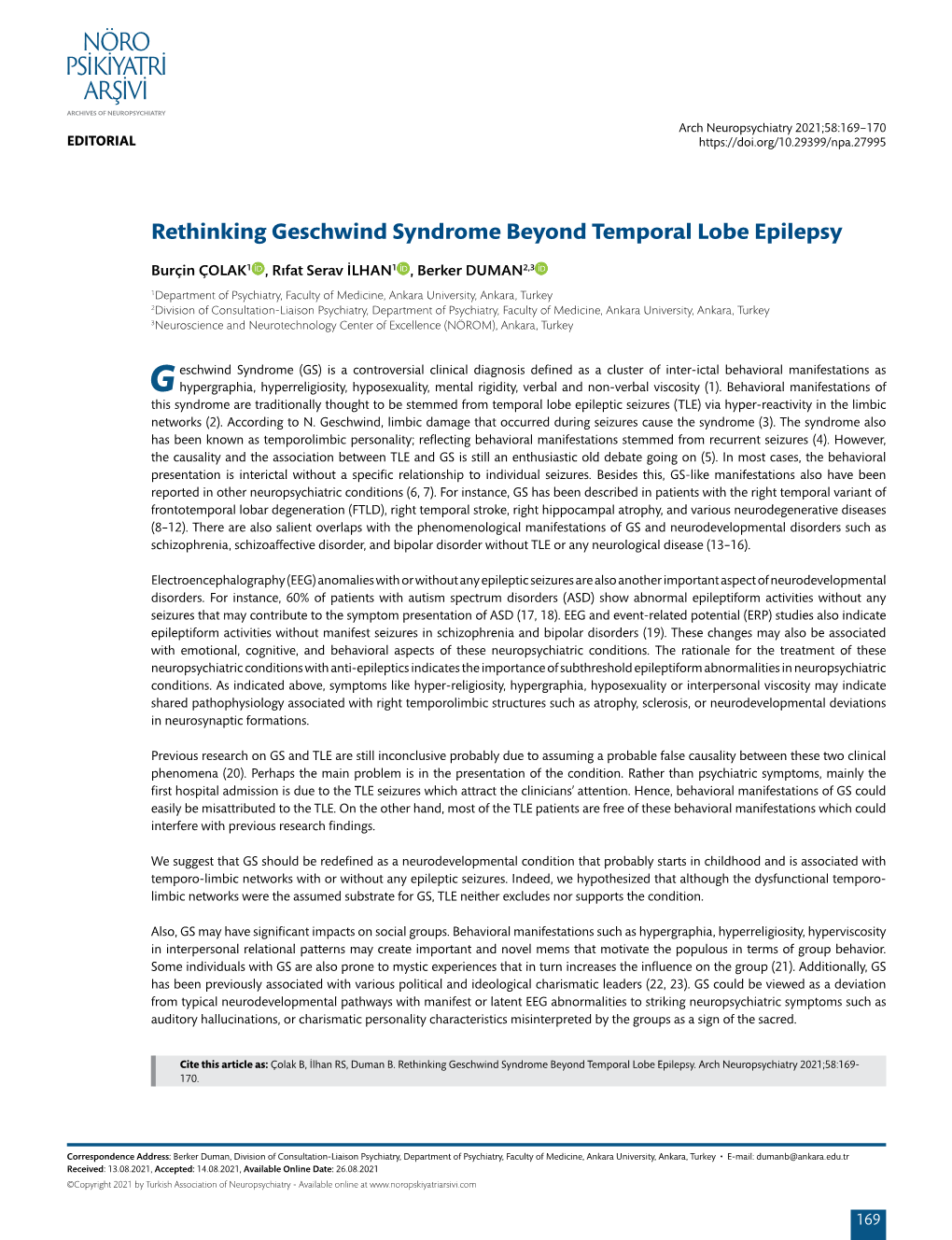 Rethinking Geschwind Syndrome Beyond Temporal Lobe Epilepsy